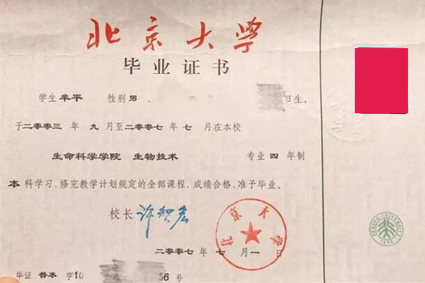 北京大学毕业证样本图片/封面-快速补办